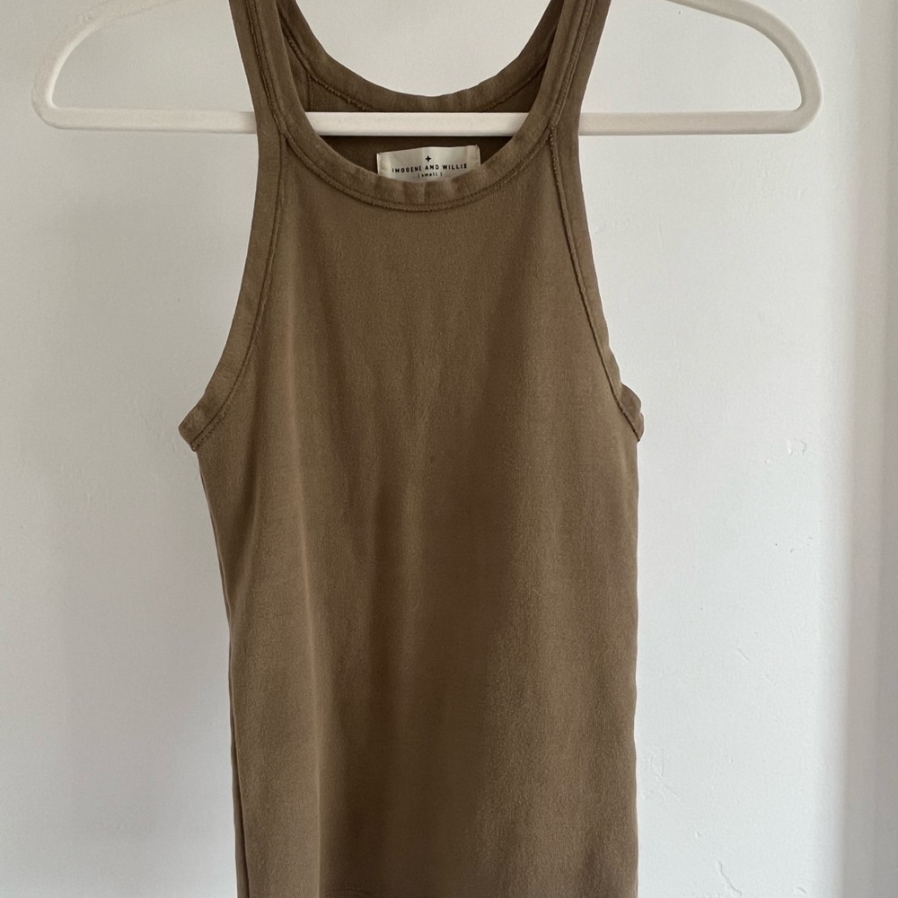 Imogen & Willie Olive Ribbed Racerback Tank - Size Small